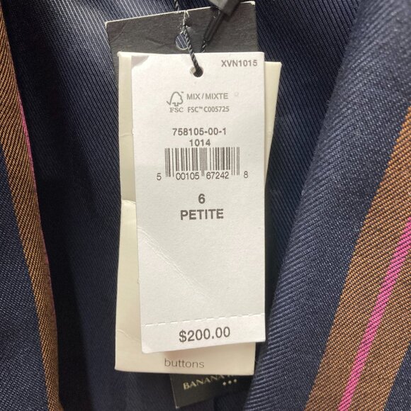 Banana Republic Factory Striped Icon Blazer Size 6 Petite Classic‎ Preppy NEW - Picture 13 of 16